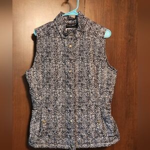 Merona Black and White Herringbone Button Down Vest